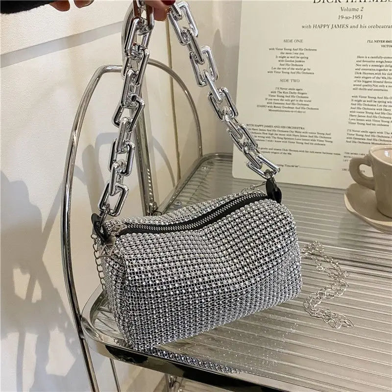 LUXEORA™ CrystalGlow Rhinestone Bucket Bag