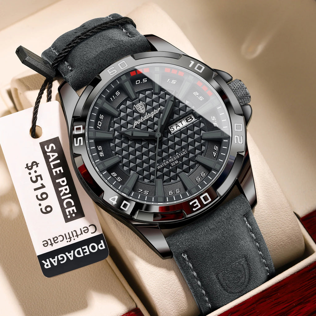 POEDAGAR™ Original Luxury Quartz Sport Leather Men’s Watch