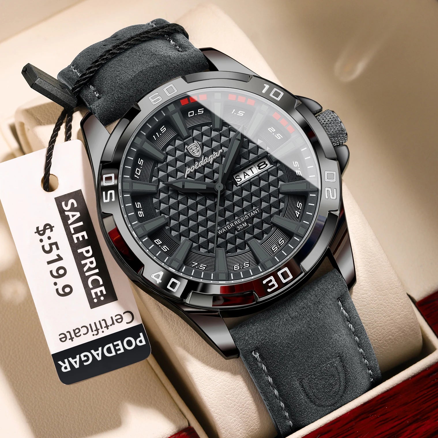 POEDAGAR™ Original Luxury Quartz Sport Leather Men’s Watch