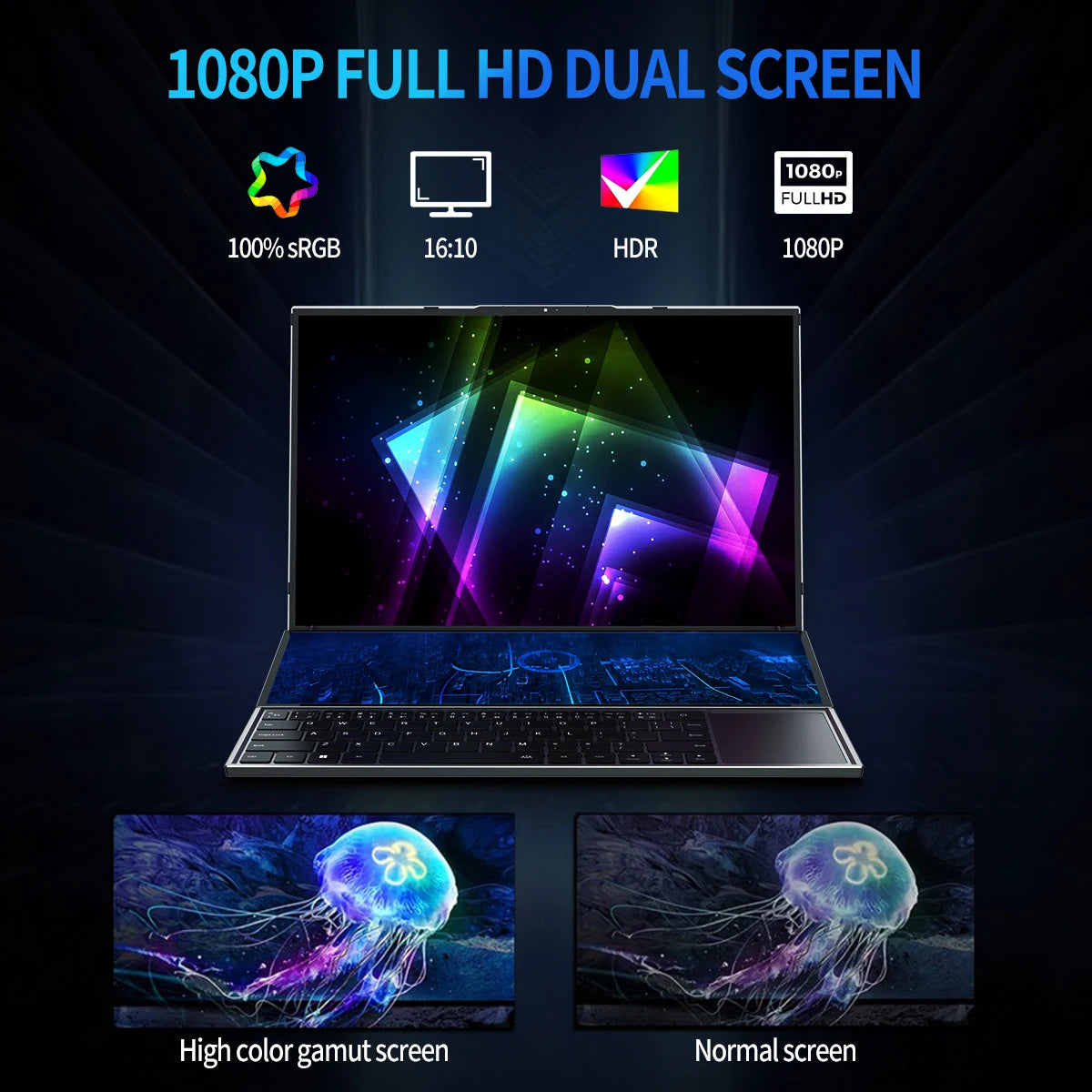 TUHUI™ Dual Screen Pro 16” Intel i7 Gaming Laptop