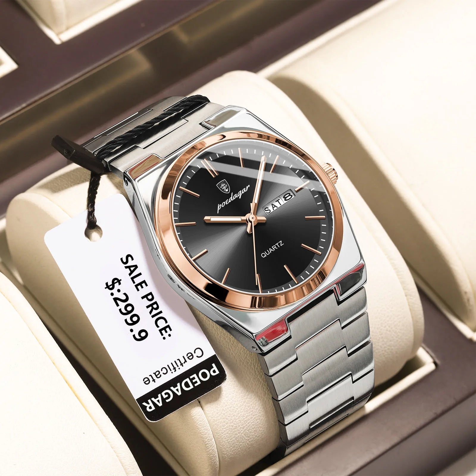 POEDAGAR™ Luxury Stainless Steel Quartz Luminous Men’s Watch