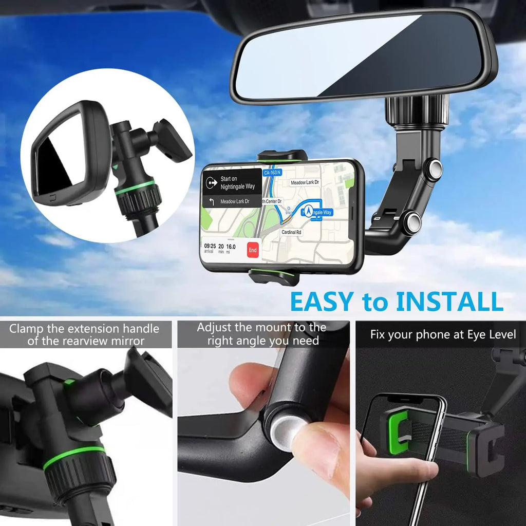 AURAVIEW™ 360 Rearview Mirror Phone Mount