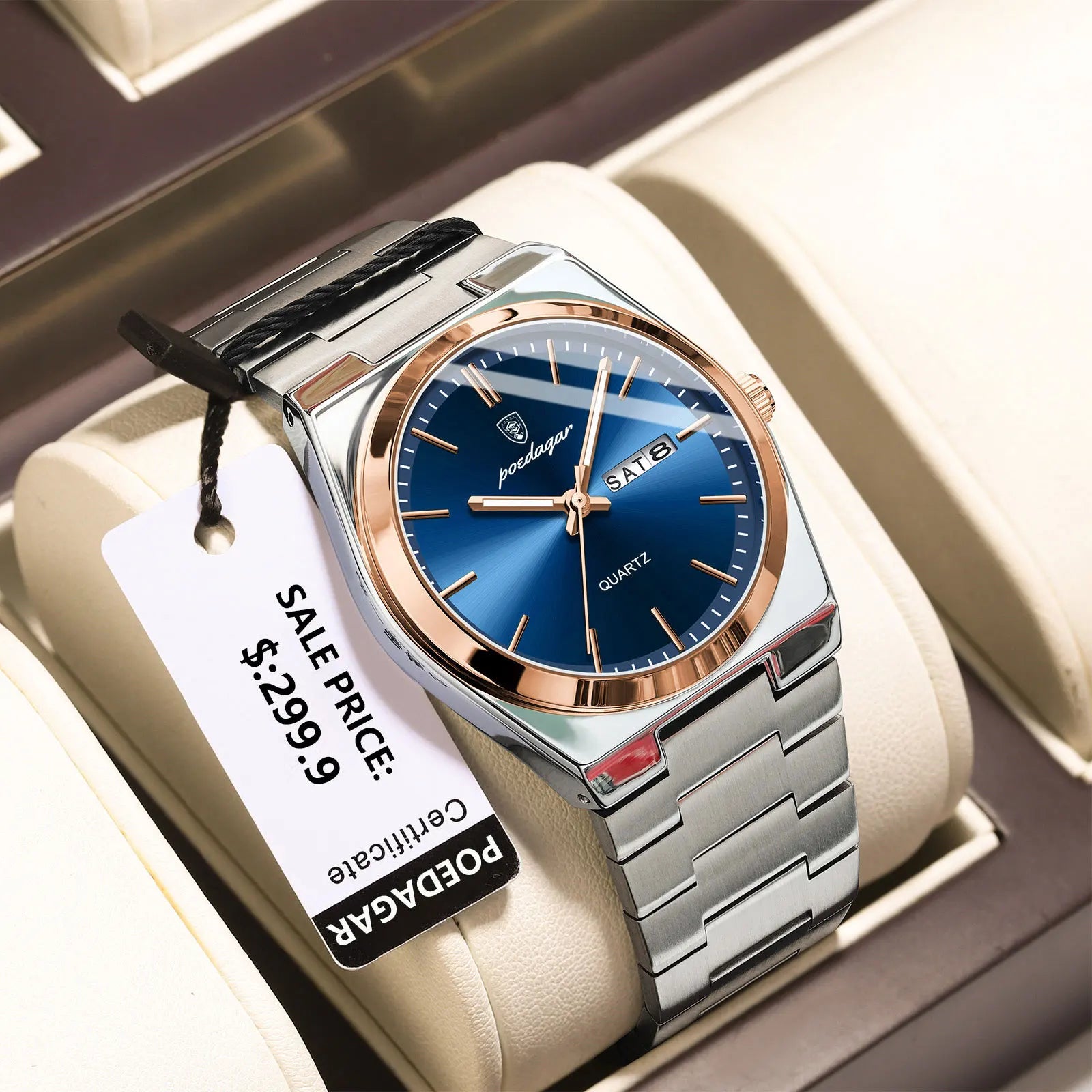 POEDAGAR™ Luxury Stainless Steel Quartz Luminous Men’s Watch