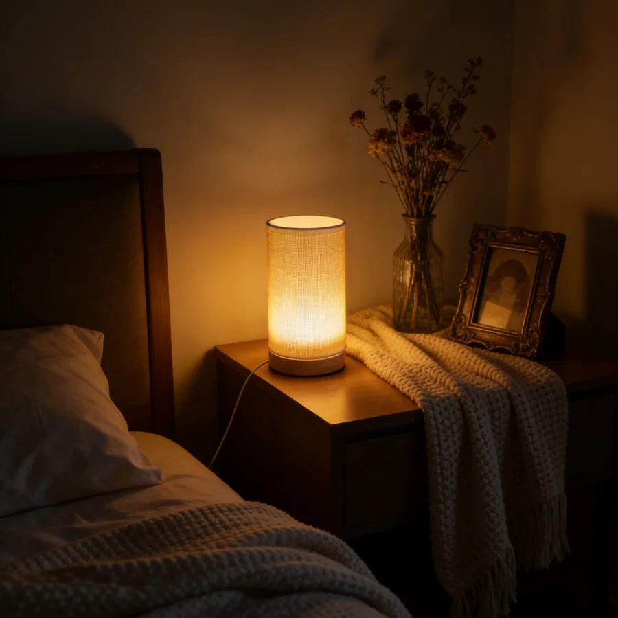 NOCTERA™ Minimalist Wood Grid LED Table Lamp