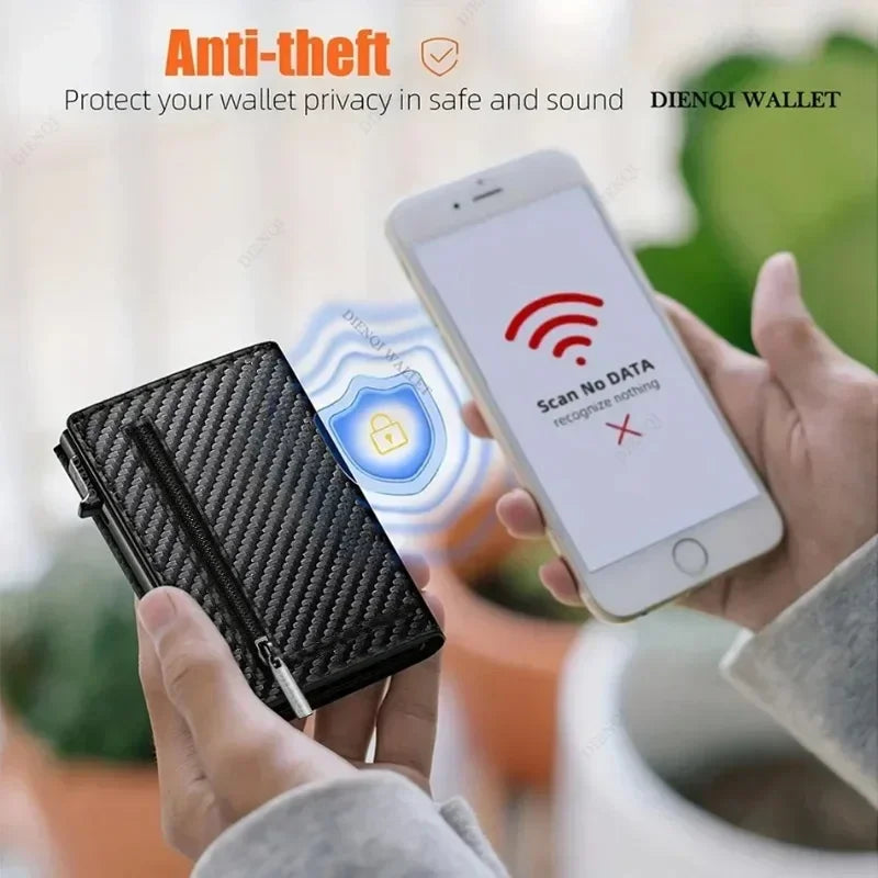 AURION™ Carbon Fiber RFID Slim Card & Coin Wallet for Men