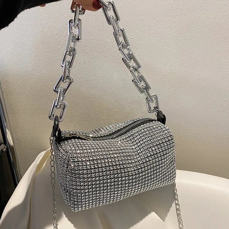LUXEORA™ CrystalGlow Rhinestone Bucket Bag