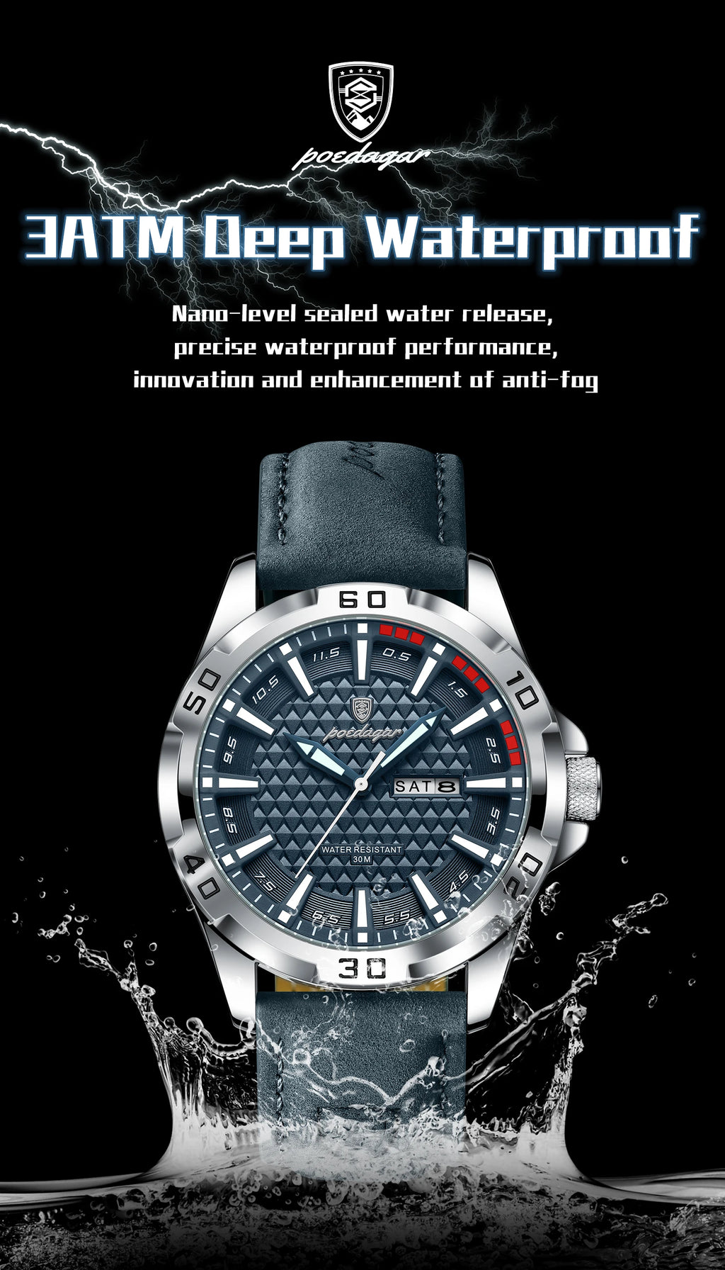 POEDAGAR™ Original Luxury Quartz Sport Leather Men’s Watch