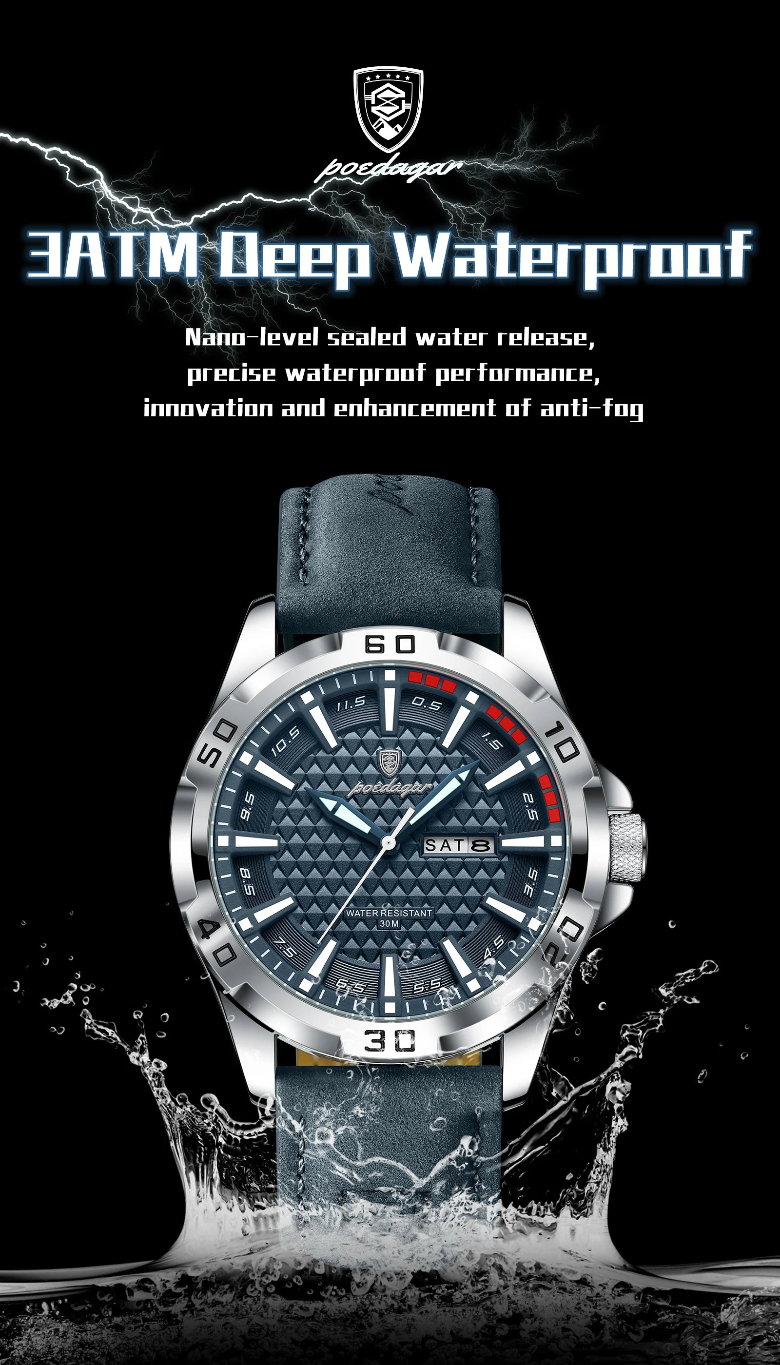 POEDAGAR™ Original Luxury Quartz Sport Leather Men’s Watch