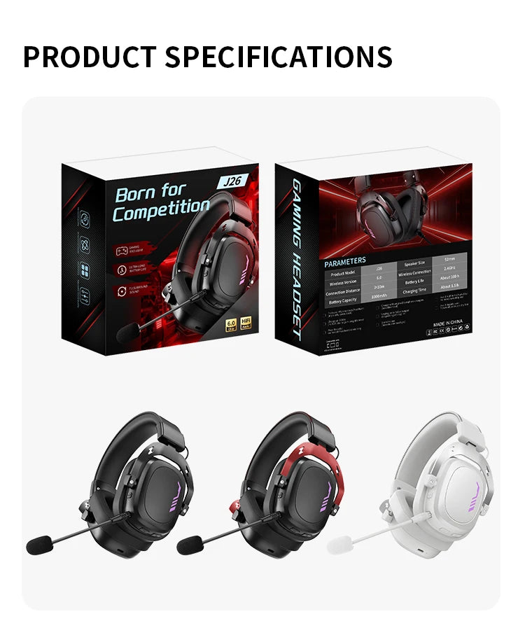 ARTTI Wireless Bluetooth Gaming Headset Over Ear 7.1 Surround Sound Gaming Headphones with Mic Low Latency for PS5 PS4 PC