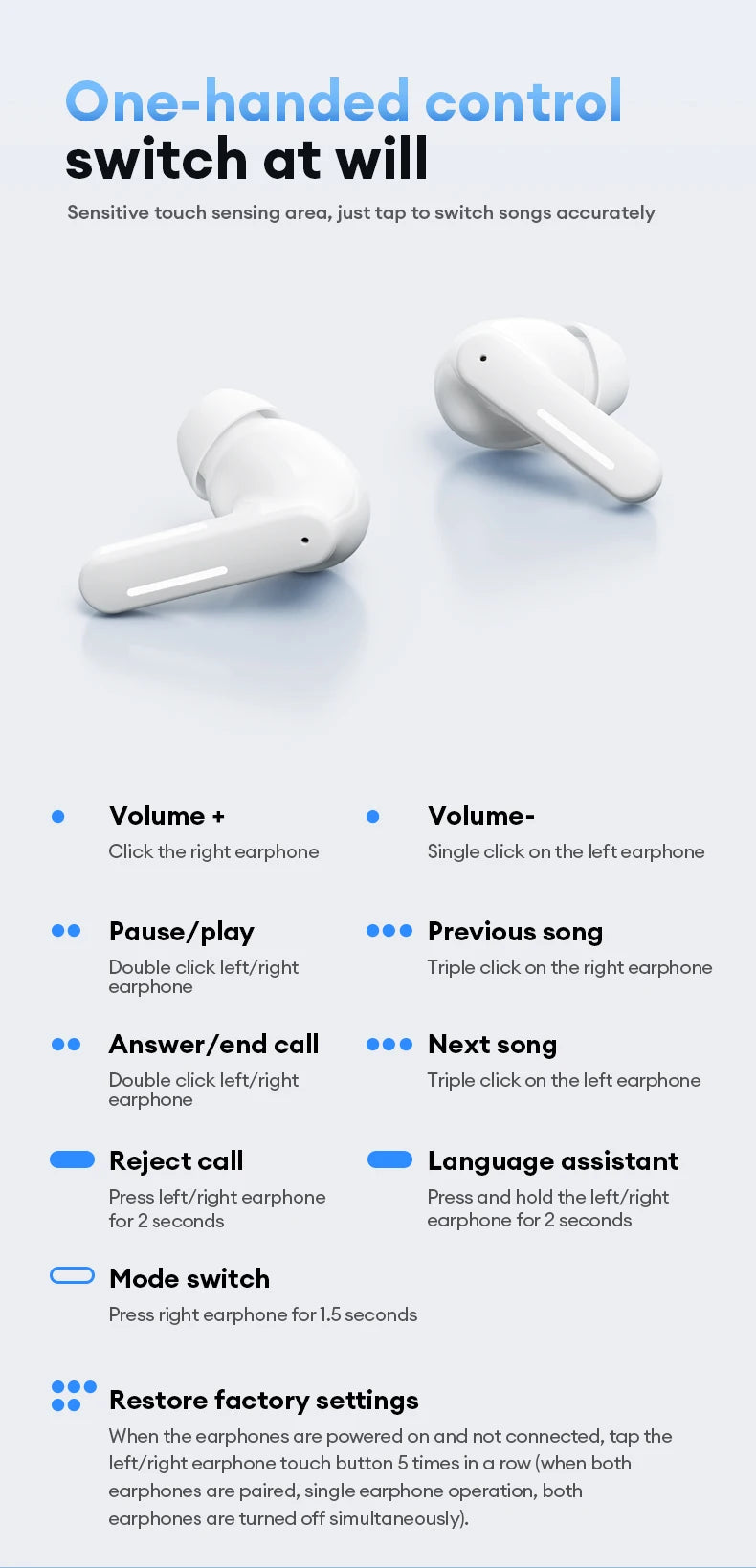 LENOVO™ LE209 Wireless Bluetooth HD Call Gaming Earphones