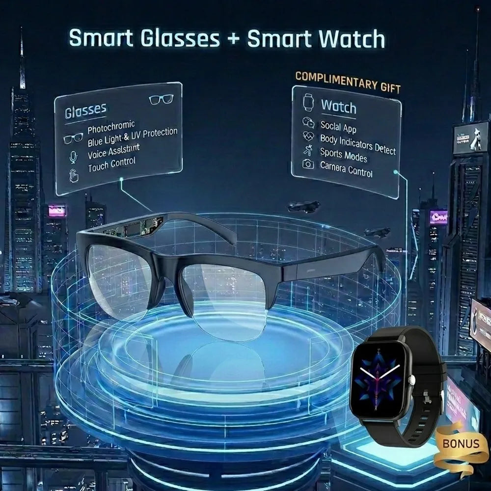 VÉRION™ Photochromic Smart Glasses & Smart Watch Set