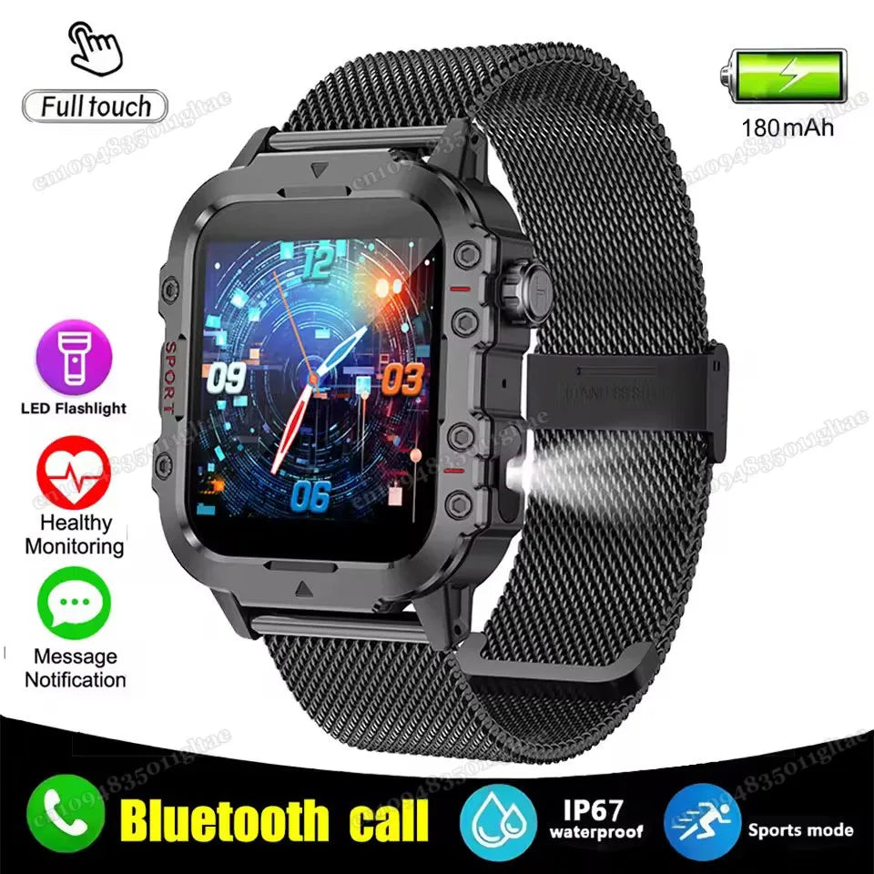 2026 Military-Grade Smartwatch – GPS, Flashlight, 3ATM Waterproof, Bluetooth Call, 100+ Sports Modes
