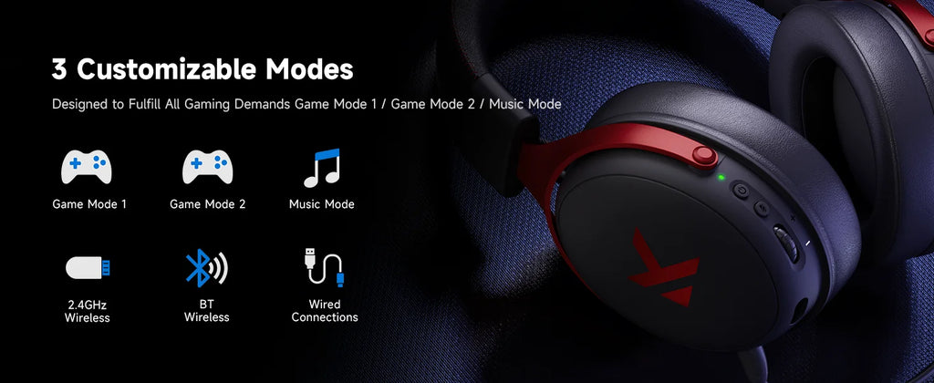 MCHOSE V9 Pro Wireless Gaming Headset – 7.1 Surround, Noise-Canceling Mic, Low Latency, Lightweight for PS5, PC & Switch