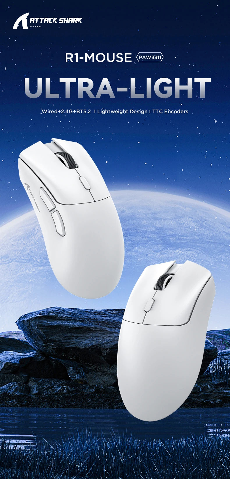 ATTACK SHARK™ R1/X11 UltraLight Wireless Gaming Mouse