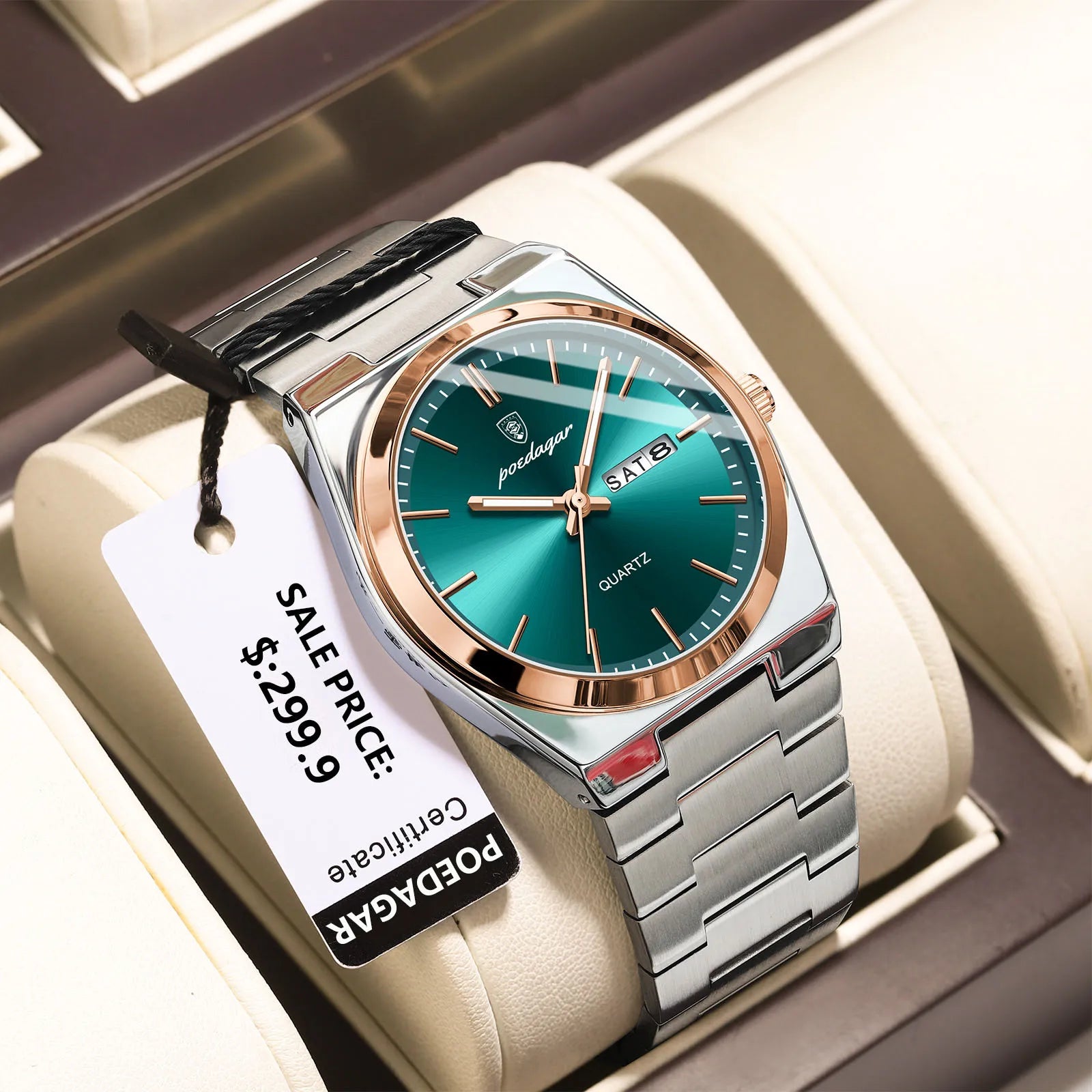POEDAGAR™ Luxury Stainless Steel Quartz Luminous Men’s Watch