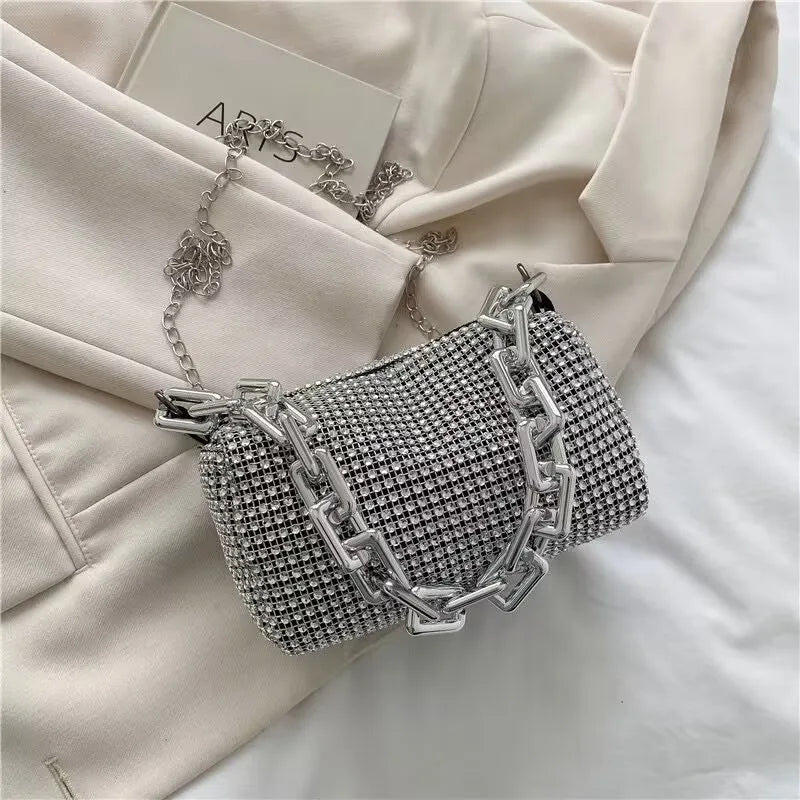 LUXEORA™ CrystalGlow Rhinestone Bucket Bag