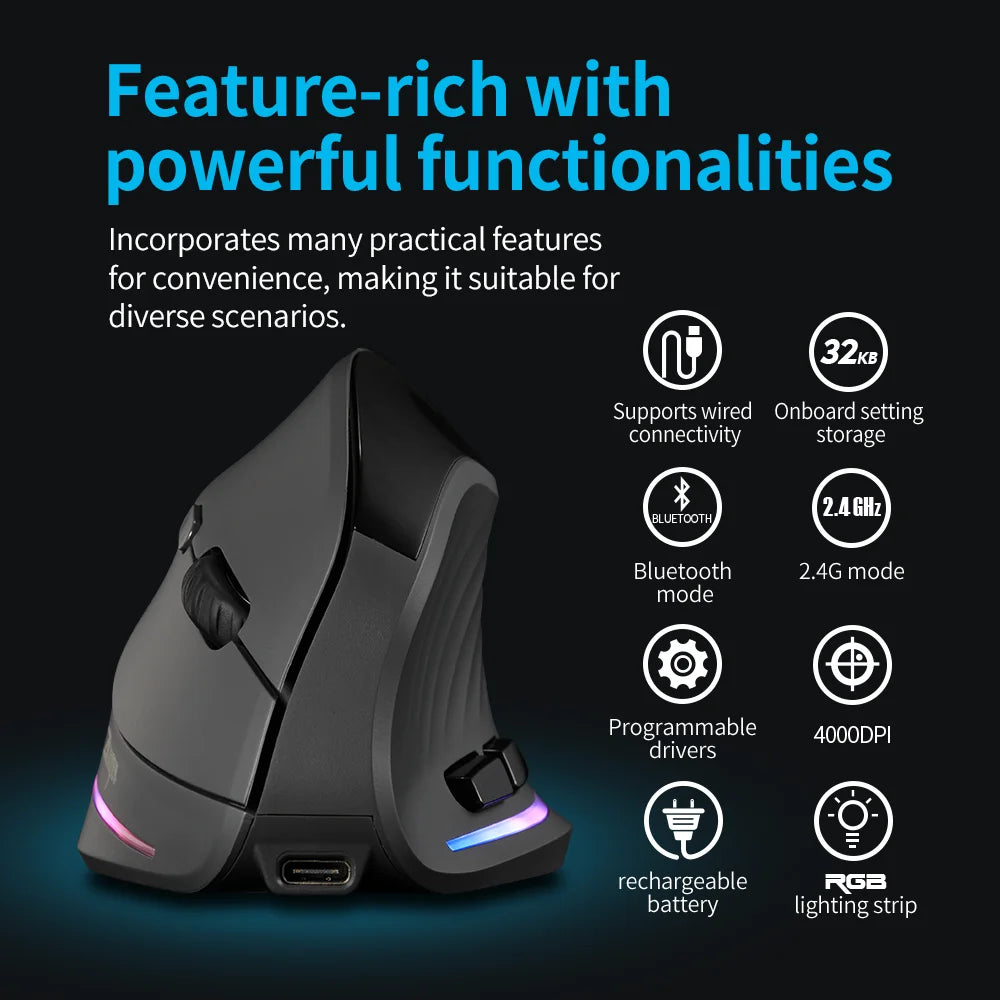ERGOVA™ F35 Vertical Wireless Ergonomic Mouse
