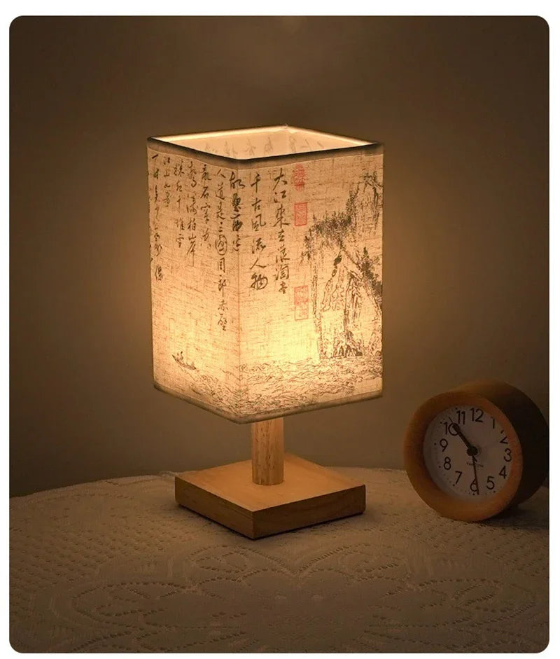 AURASTEL™ ZenGlow Fabric Square Bedside Lamp