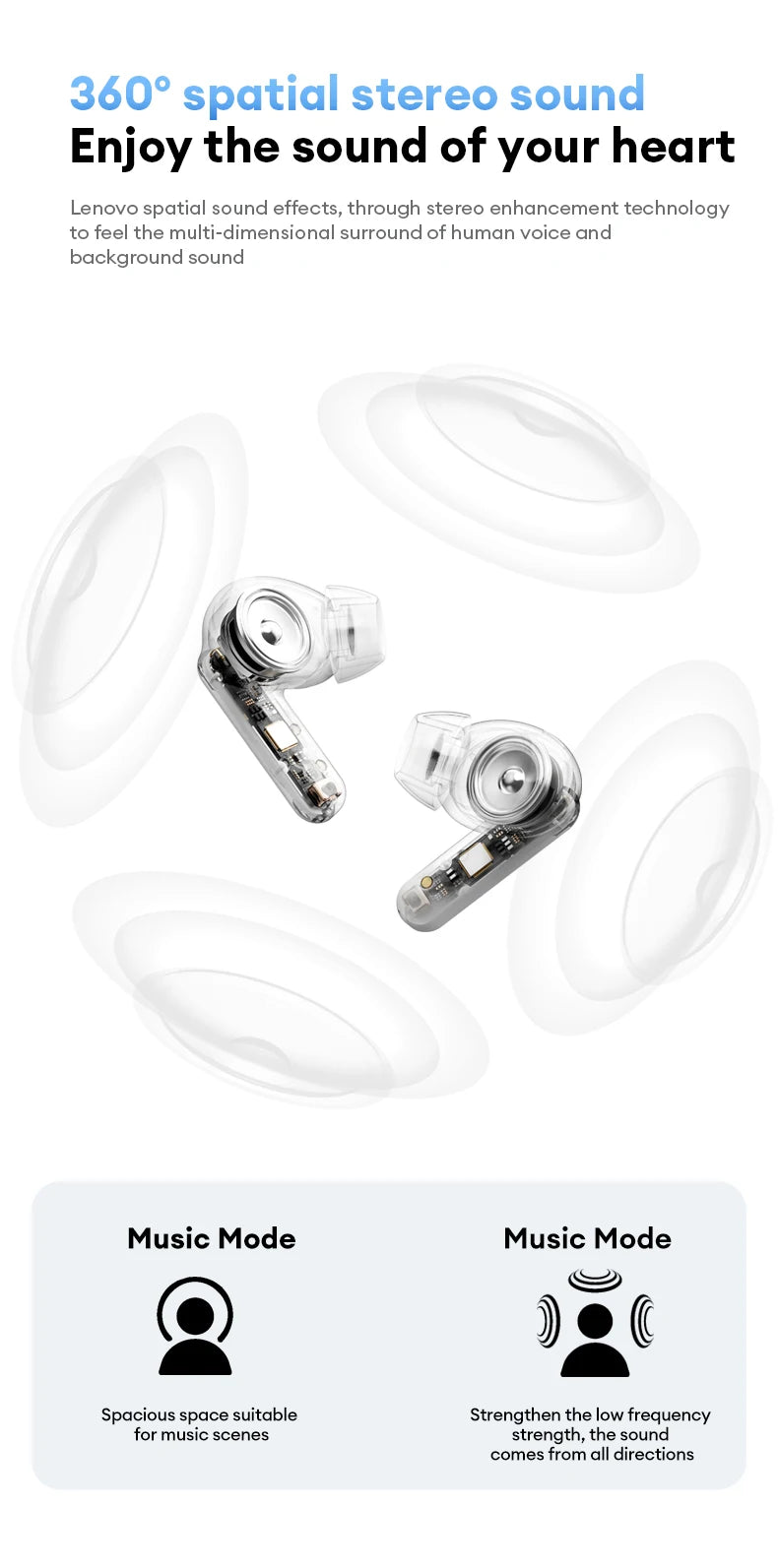 LENOVO™ LE209 Wireless Bluetooth HD Call Gaming Earphones
