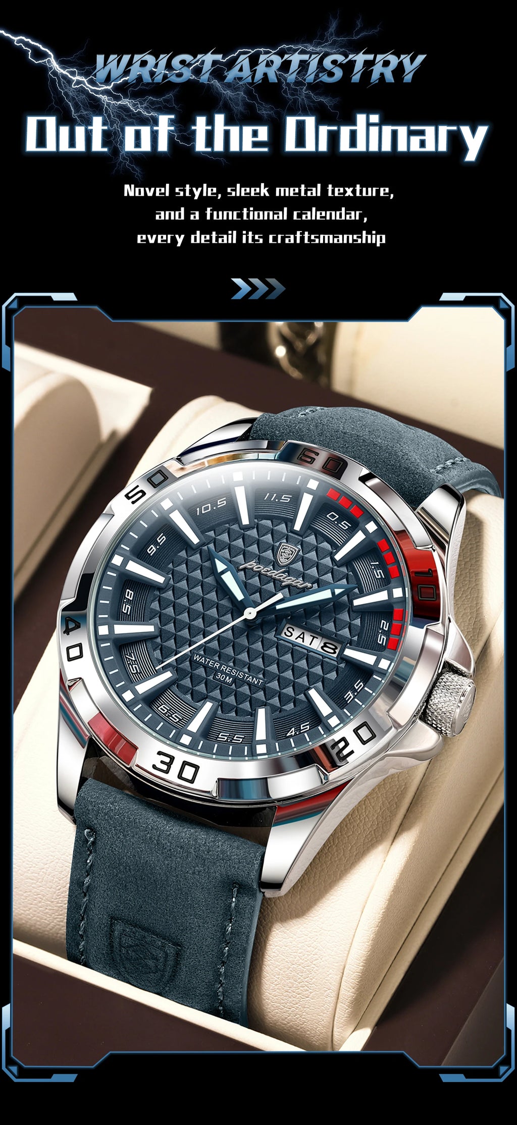 POEDAGAR™ Original Luxury Quartz Sport Leather Men’s Watch