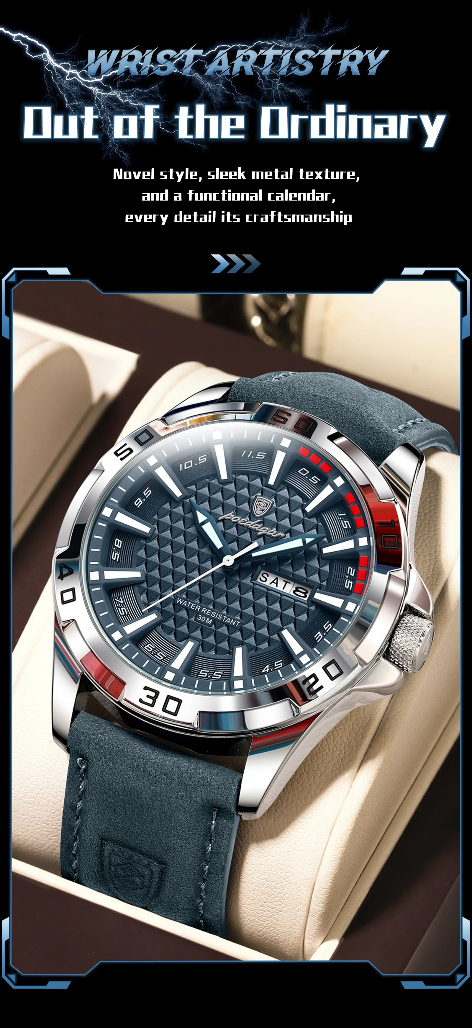 POEDAGAR™ Original Luxury Quartz Sport Leather Men’s Watch