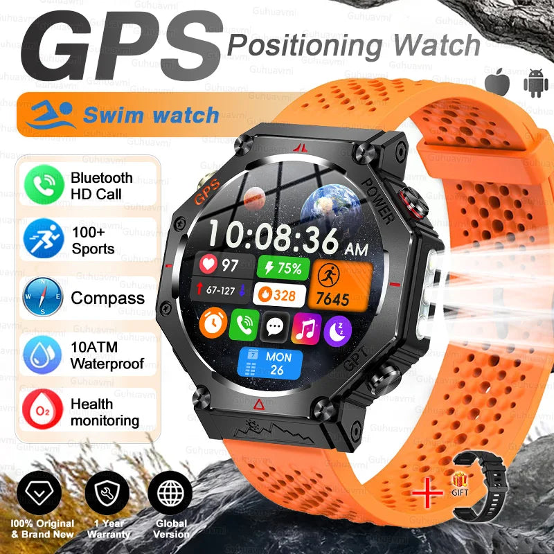 T-Rex 3 Ultra Military-Grade Smartwatch – GPS, 10ATM Waterproof, Compass & Altimeter, AMOLED HD Call