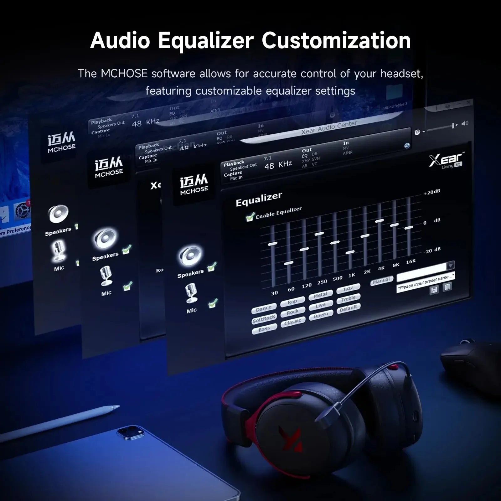 MCHOSE V9 Pro Wireless Gaming Headset – 7.1 Surround, Noise-Canceling Mic, Low Latency, Lightweight for PS5, PC & Switch