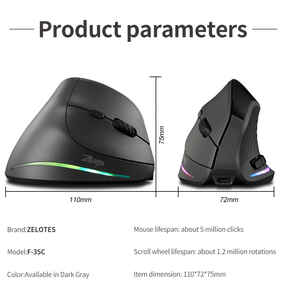 ERGOVA™ F35 Vertical Wireless Ergonomic Mouse