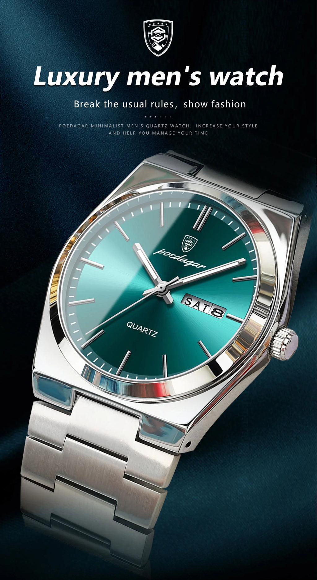 POEDAGAR™ Luxury Stainless Steel Quartz Luminous Men’s Watch