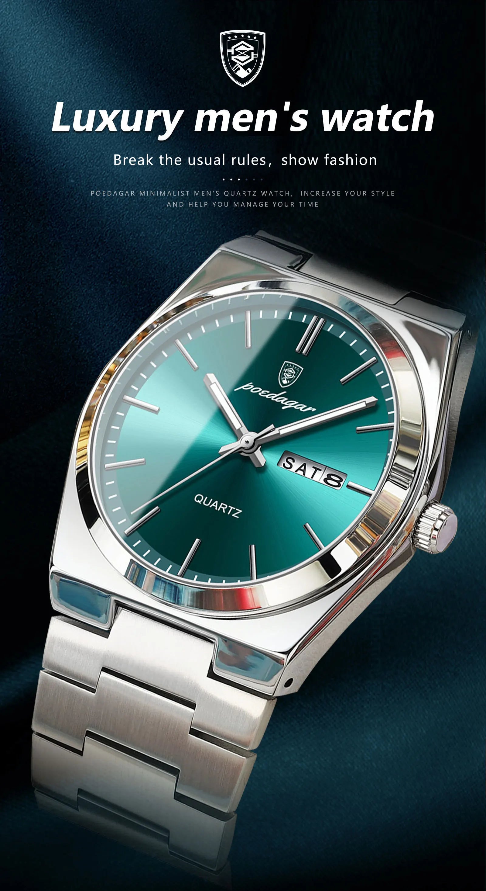 POEDAGAR™ Luxury Stainless Steel Quartz Luminous Men’s Watch