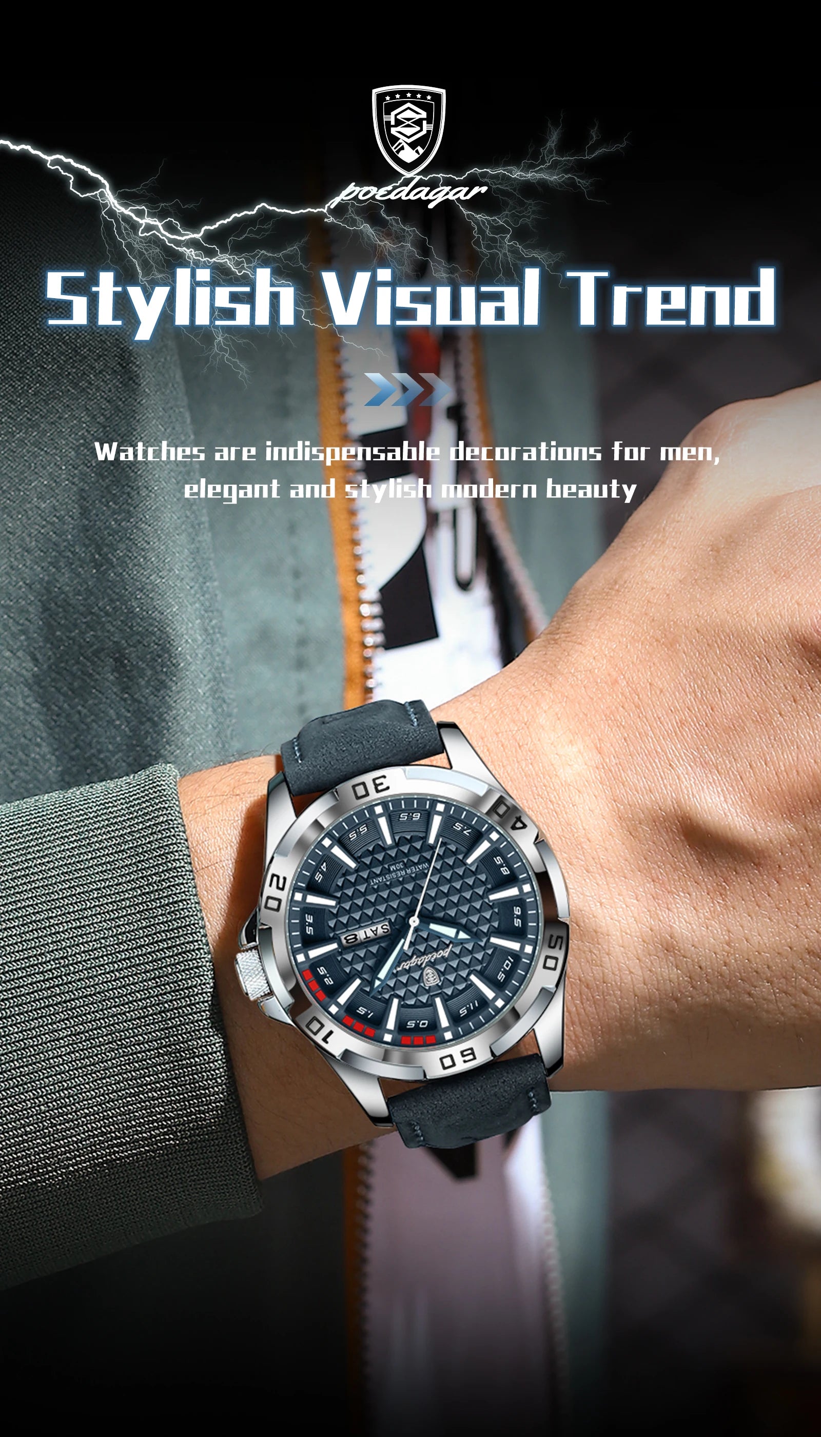 POEDAGAR™ Original Luxury Quartz Sport Leather Men’s Watch
