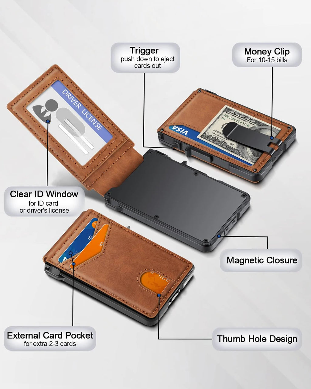 AURION™ RFID Slim Pop-Up Card Holder Wallet for Men