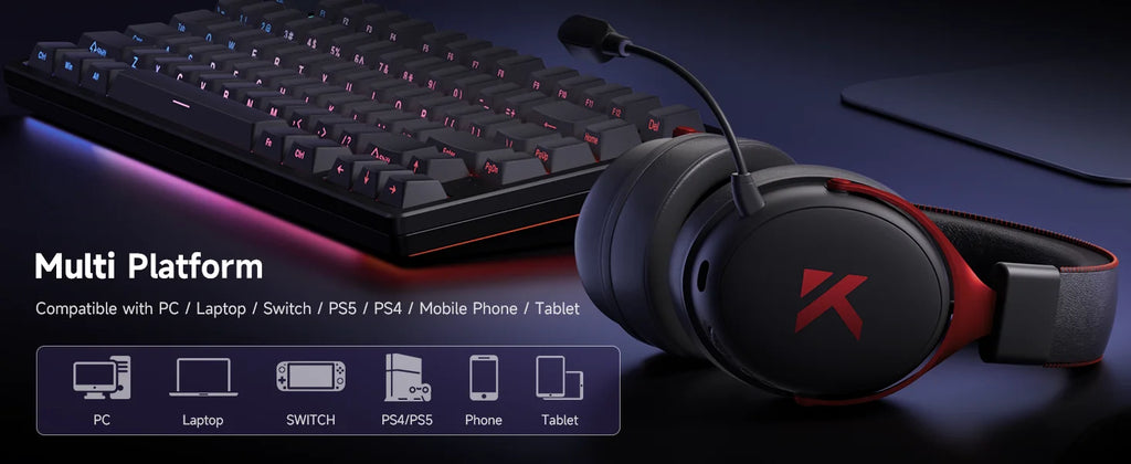 MCHOSE V9 Pro Wireless Gaming Headset – 7.1 Surround, Noise-Canceling Mic, Low Latency, Lightweight for PS5, PC & Switch