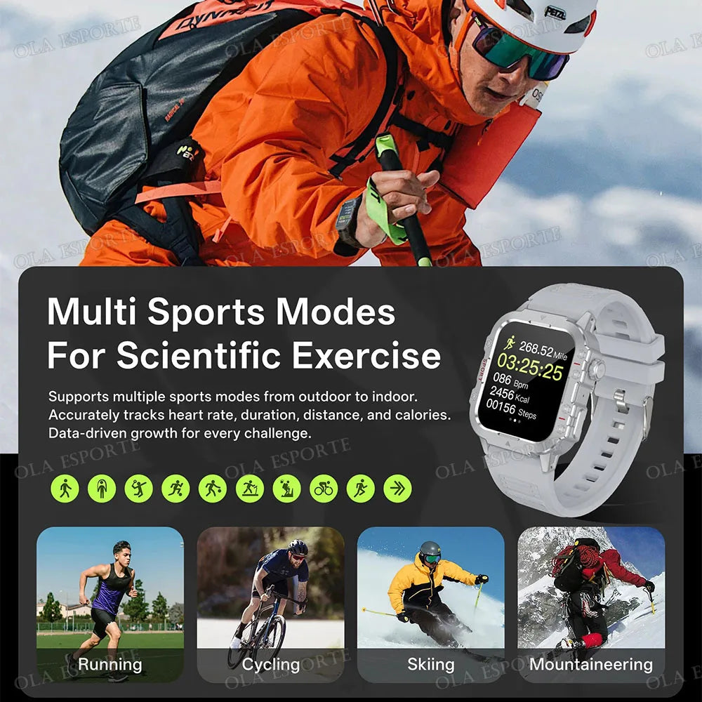 2026 Military-Grade Smartwatch – GPS, Flashlight, 3ATM Waterproof, Bluetooth Call, 100+ Sports Modes
