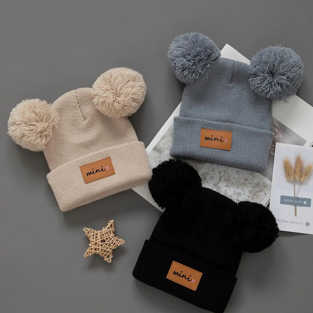SoftNest™ 3Pcs Baby Knitted Winter Beanie Set