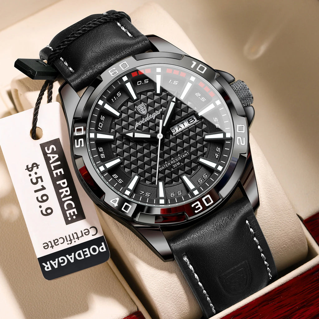 POEDAGAR™ Original Luxury Quartz Sport Leather Men’s Watch