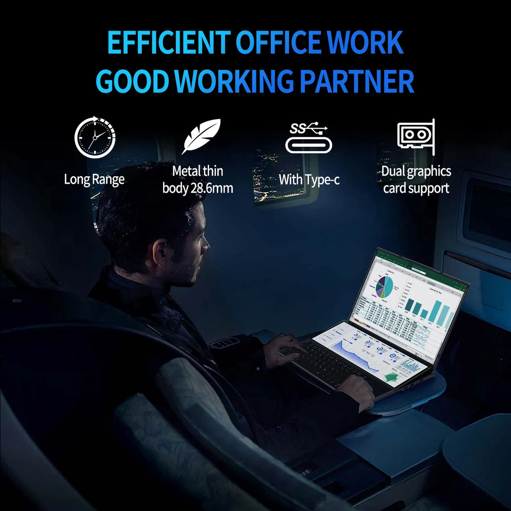 TUHUI™ Dual Screen Pro 16” Intel i7 Gaming Laptop