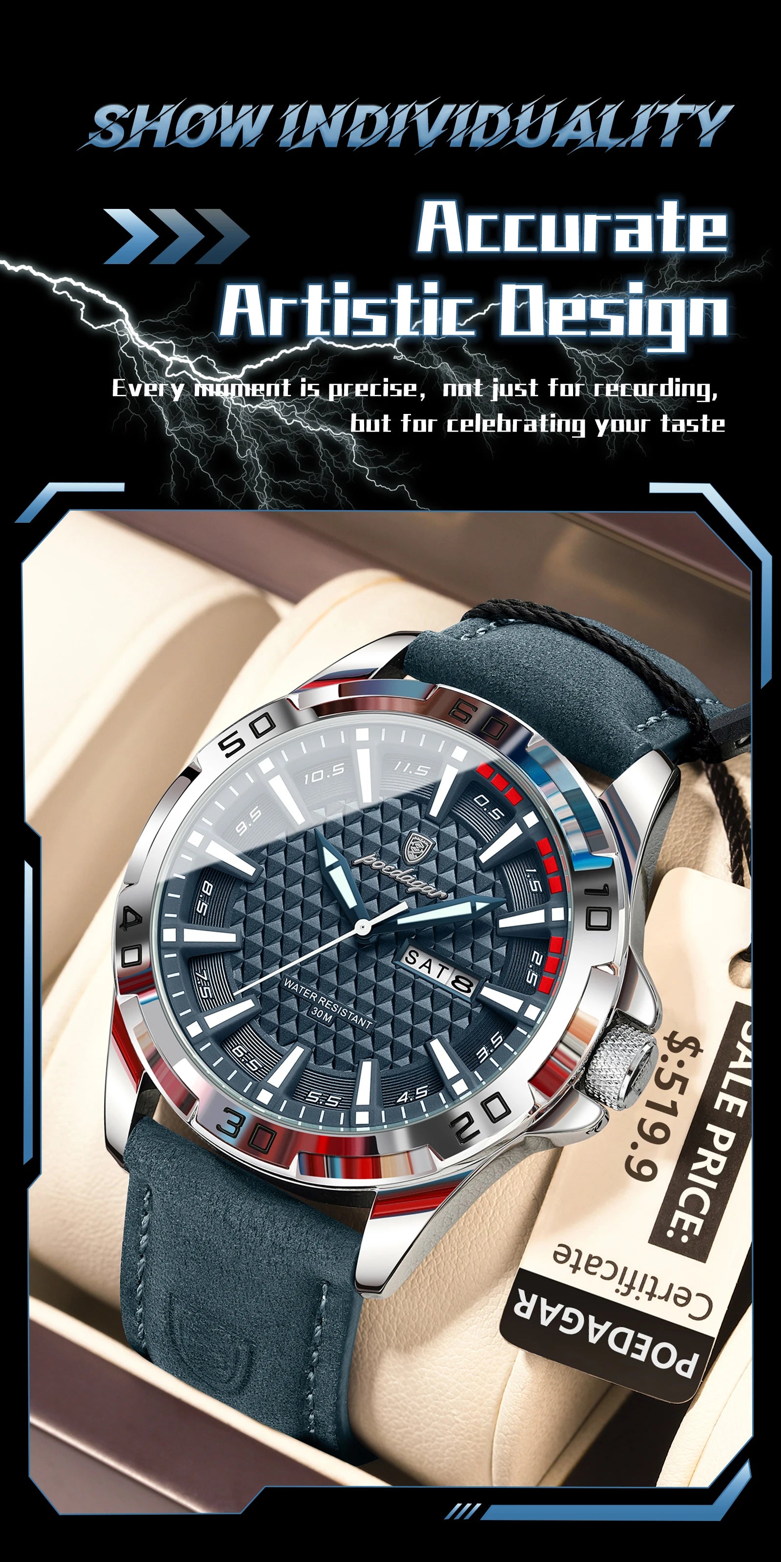 POEDAGAR™ Original Luxury Quartz Sport Leather Men’s Watch