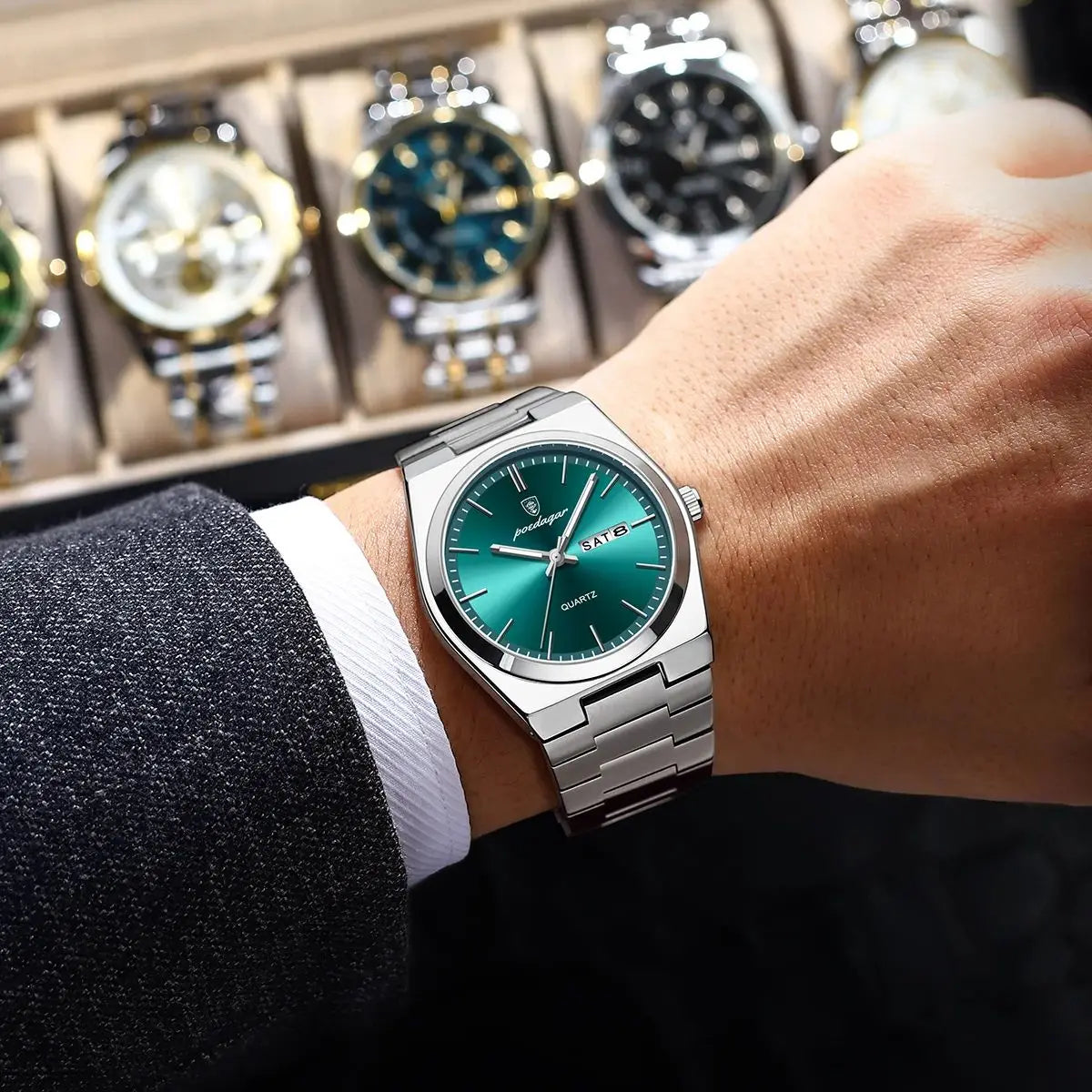 POEDAGAR™ Luxury Stainless Steel Quartz Luminous Men’s Watch