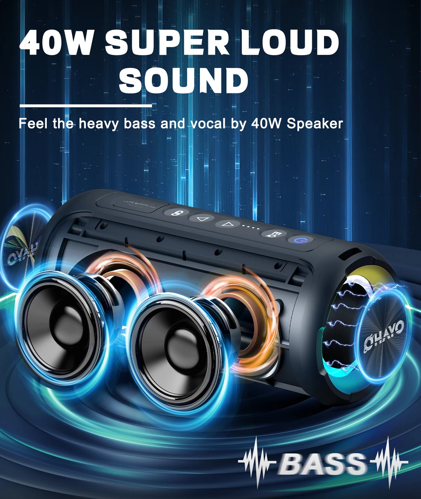 ORTIZAN™ BoomCore 40W Outdoor Bluetooth Speaker