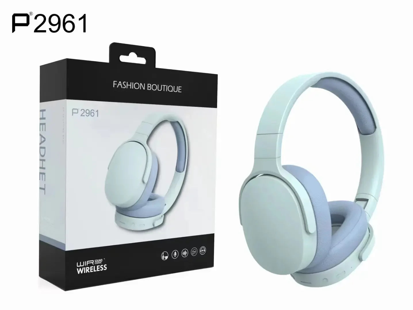 P2961 Bluetooth Wireless HIFI Headset Headphone Stereo with Microphone Lightweight and Foldable Low Latency for PC Mobile Gaming
