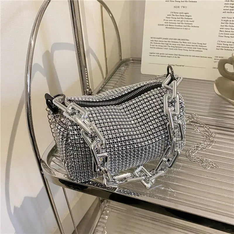 LUXEORA™ CrystalGlow Rhinestone Bucket Bag