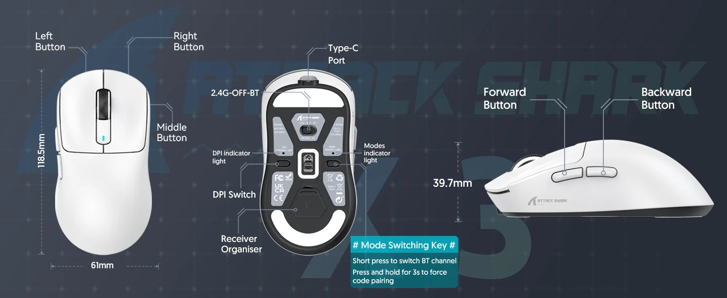 ATTACK SHARK™ X3 UltraLight Pro Gaming Mouse