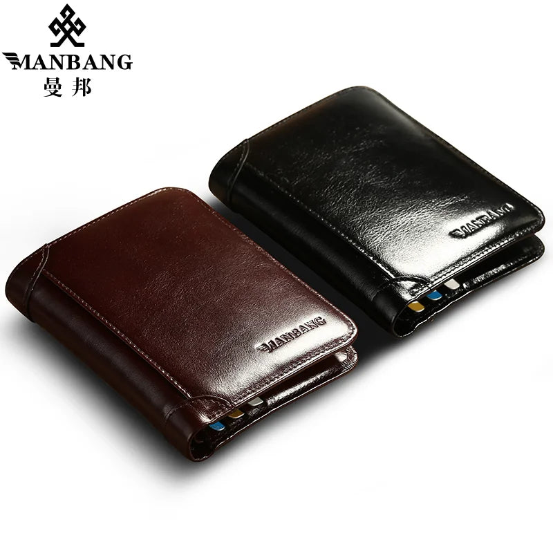 MANBANG™ Classic Genuine Leather Slim Wallet for Men