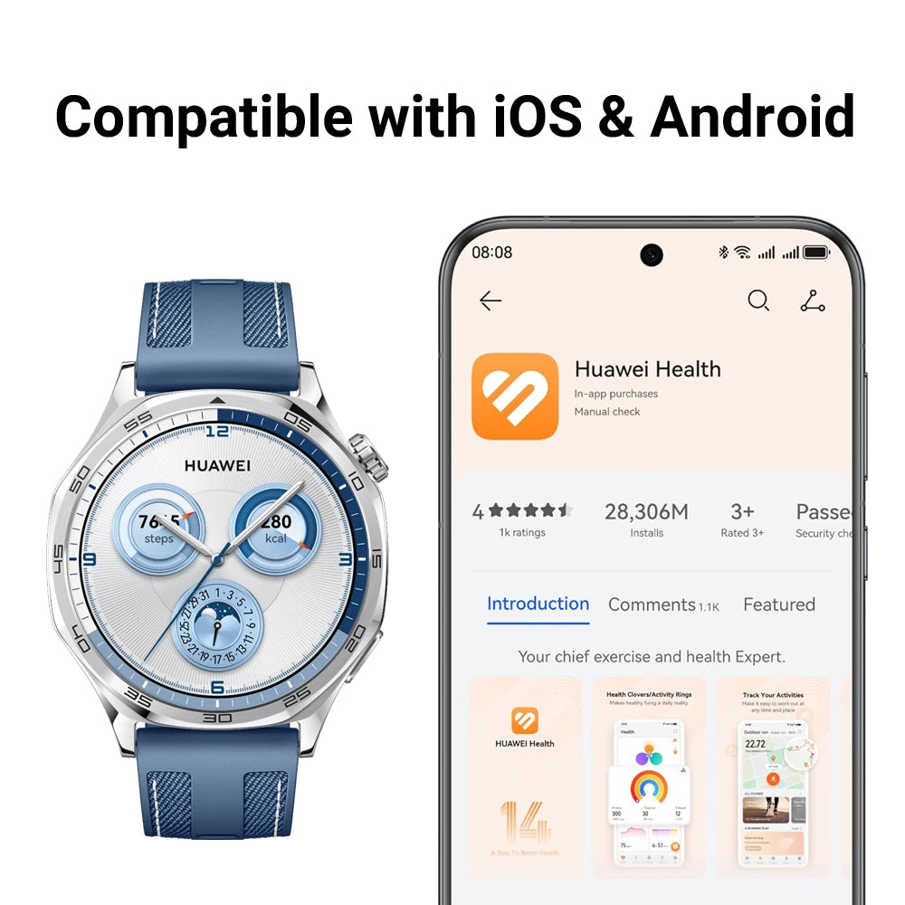 HUAWEI Watch GT 5 / GT5 Pro Smartwatch – Built-in Map, Message Replay, iOS & Android