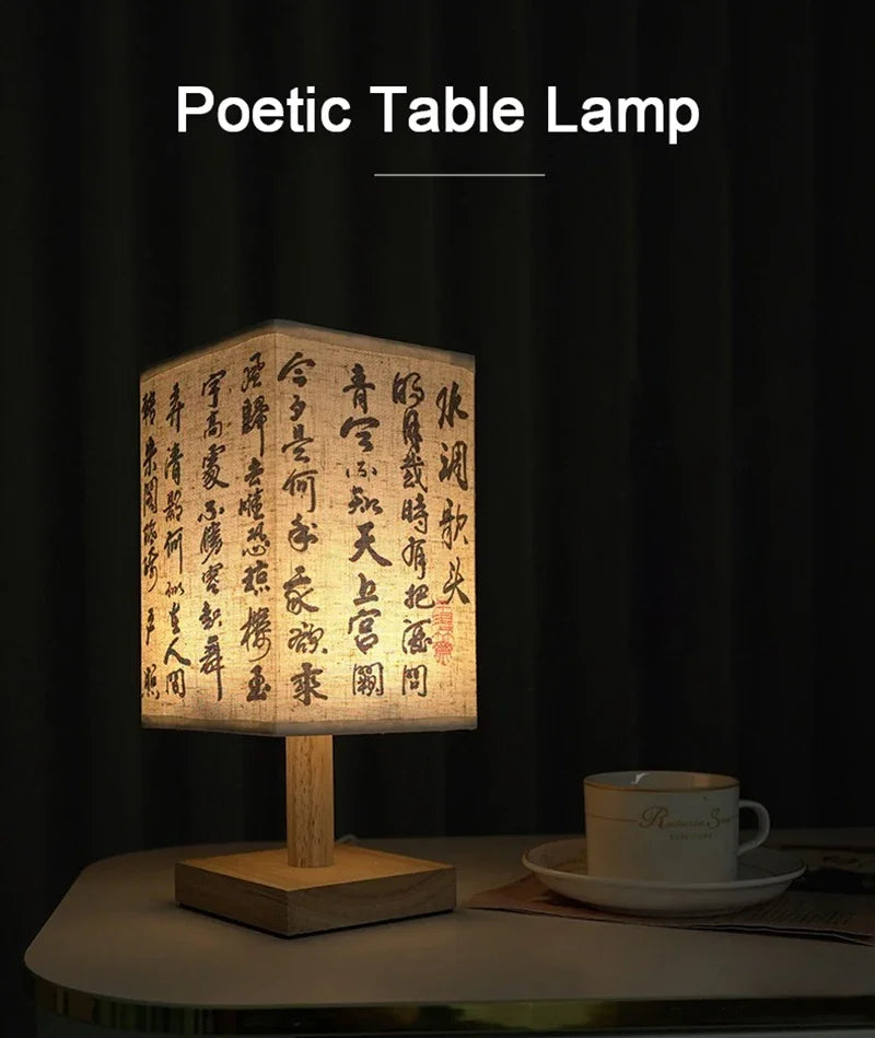 AURASTEL™ ZenGlow Fabric Square Bedside Lamp