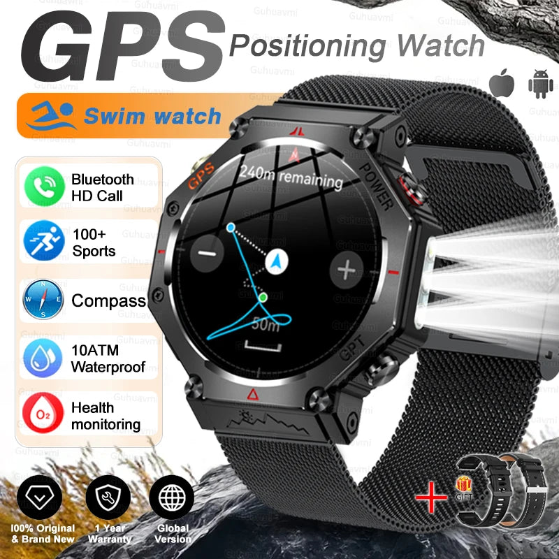 T-Rex 3 Ultra Military-Grade Smartwatch – GPS, 10ATM Waterproof, Compass & Altimeter, AMOLED HD Call