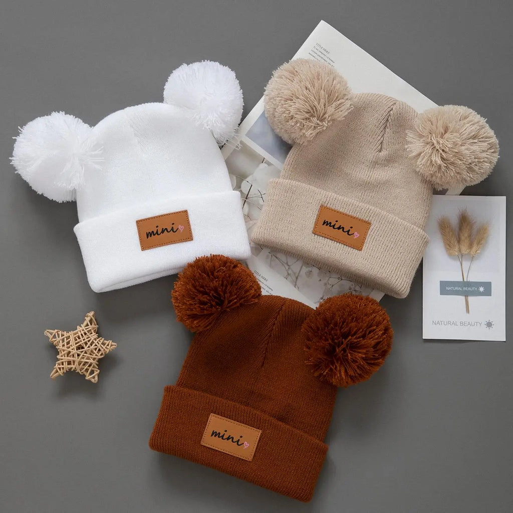 SoftNest™ 3Pcs Baby Knitted Winter Beanie Set