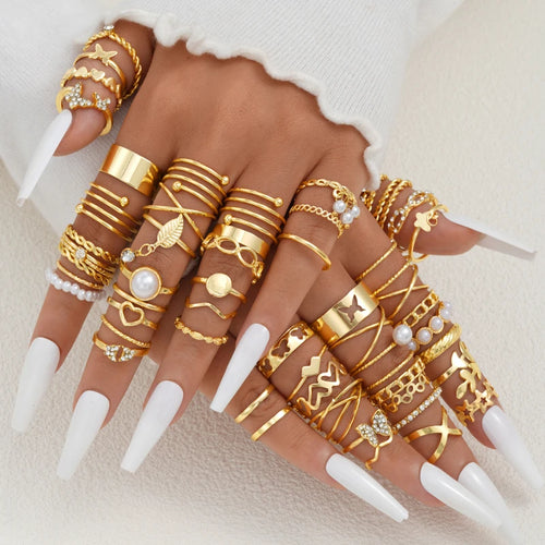 Aurelia™ 58Pcs Vintage Gold Plated Ring Set