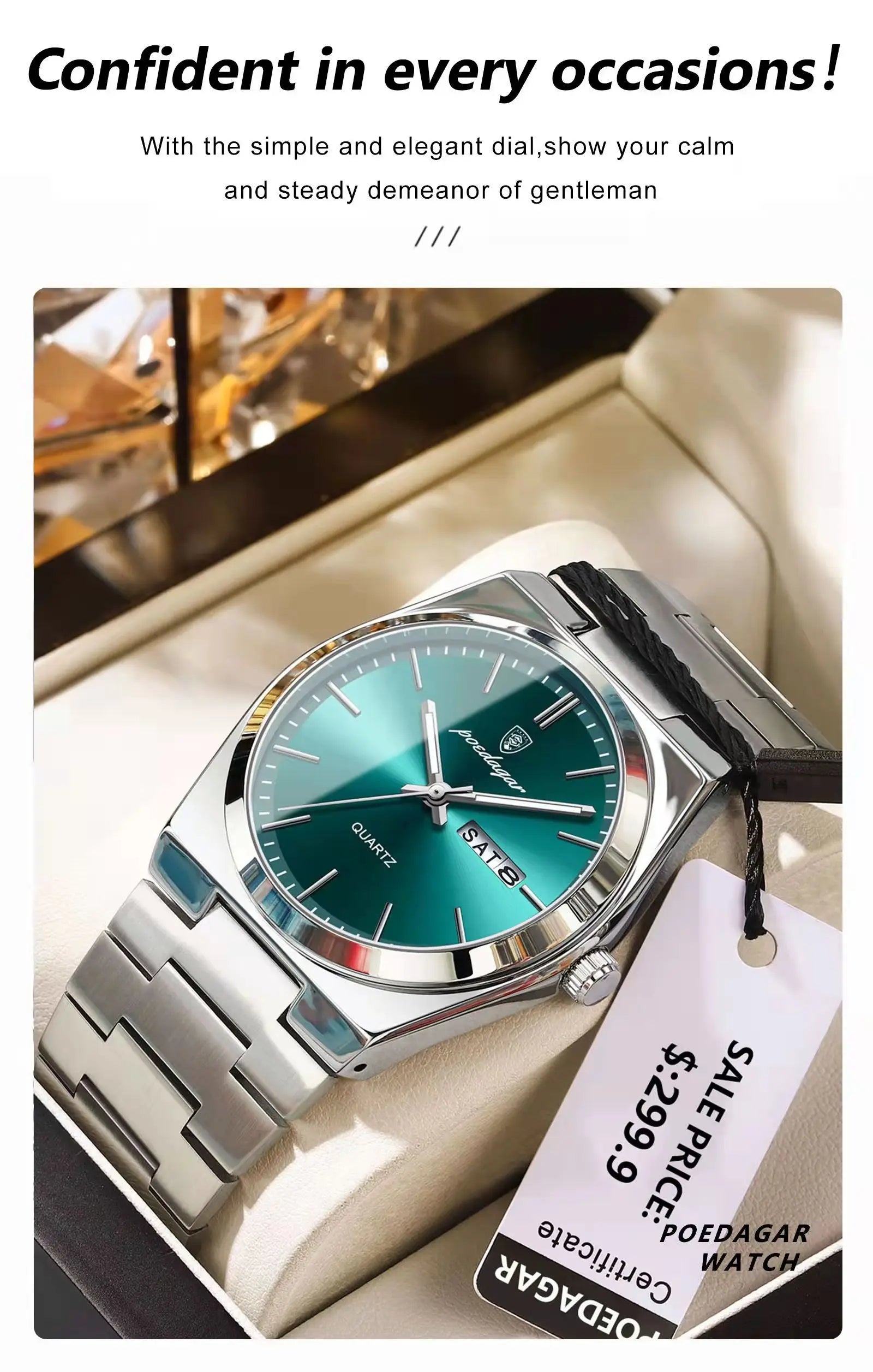 POEDAGAR™ Luxury Stainless Steel Quartz Luminous Men’s Watch